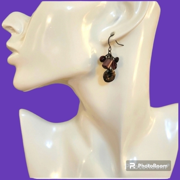 3/$30 VTG Rustic Cluster Beaded Dangle Hook Earrings - Picture 1 of 4